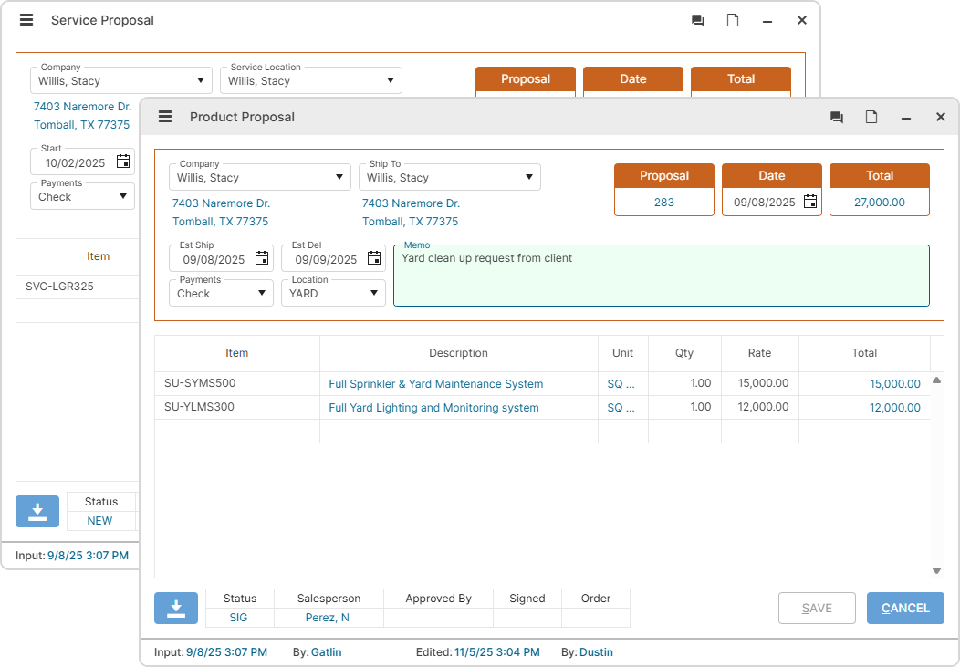 ProBuilt Software Sales Management Prospect Product Services Form